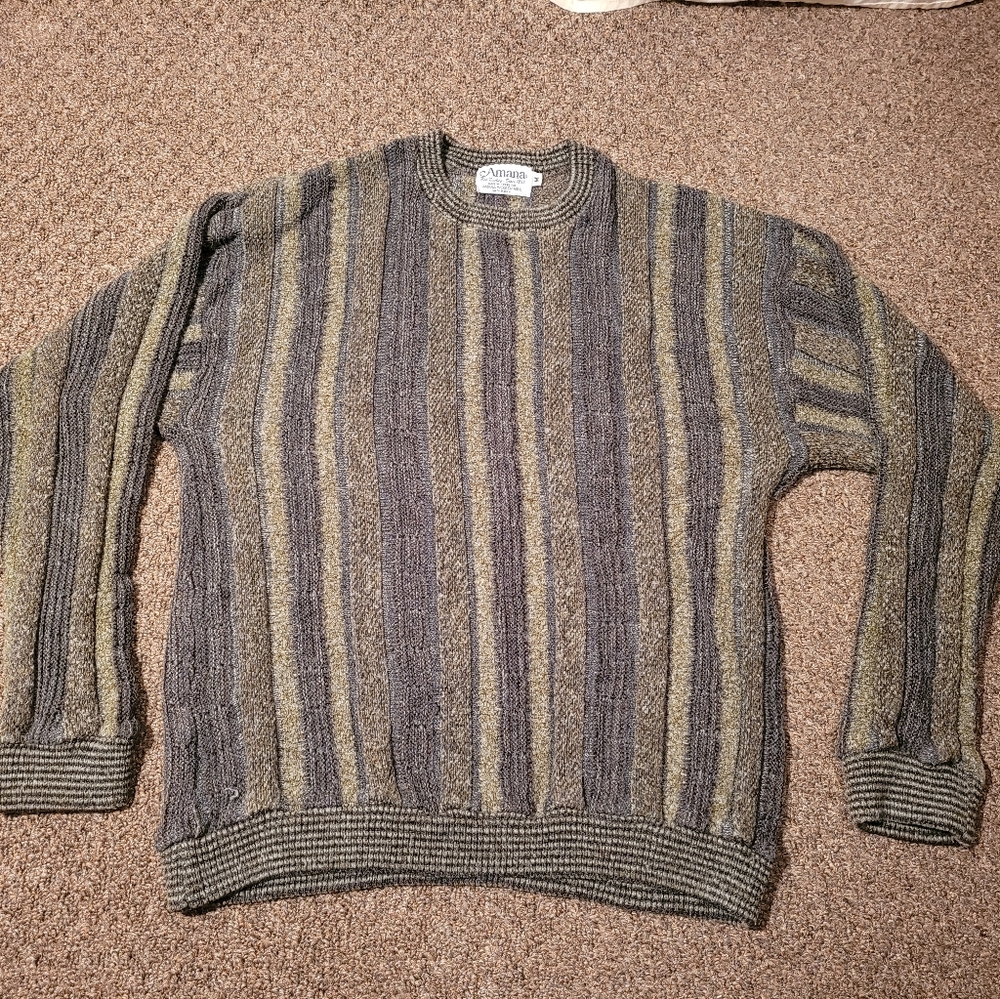 Vtg Amana Woolen Mills Gray Crewneck Sweater M
